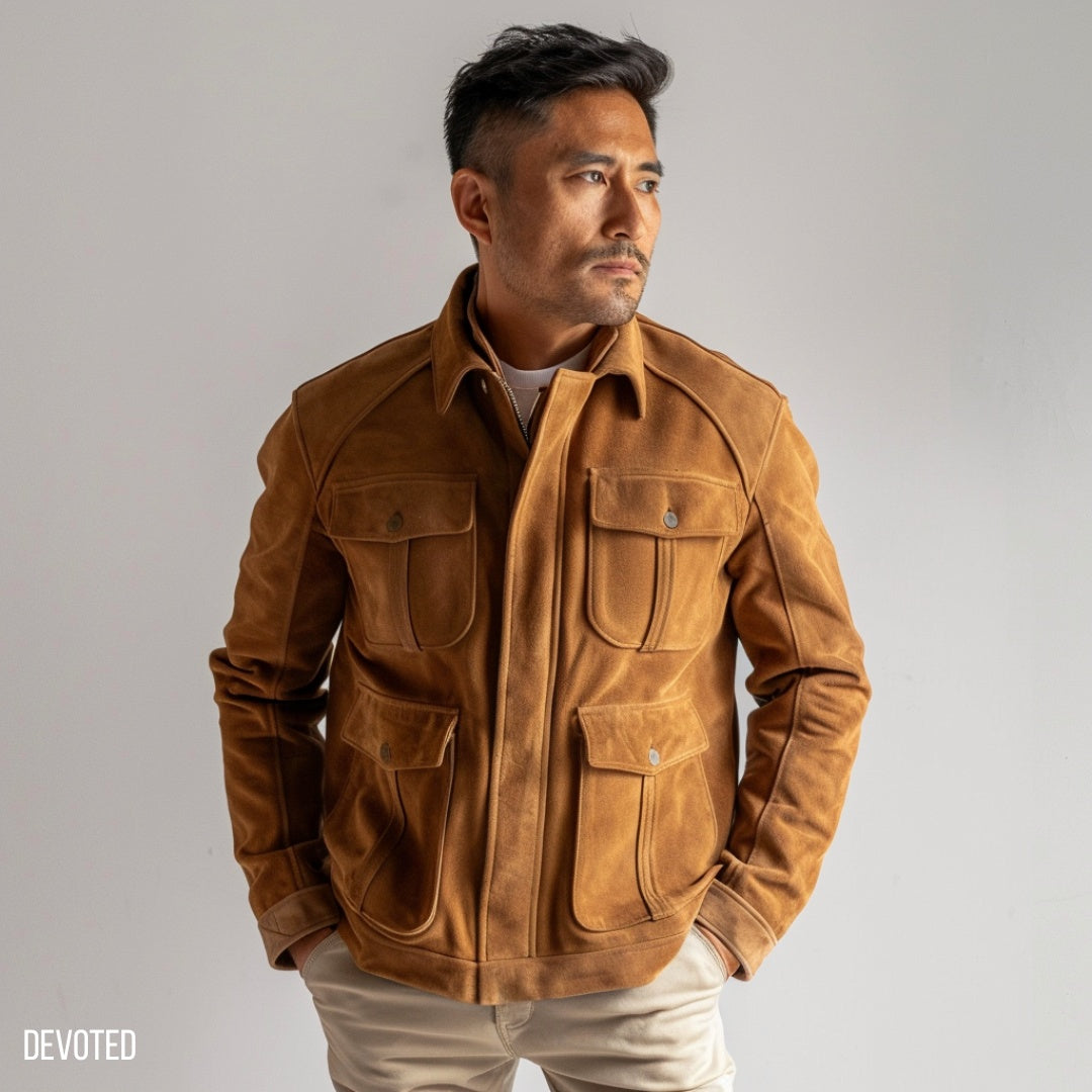 Men s Leather Jacket Suede Tan brown Mirage jacket by Devoted