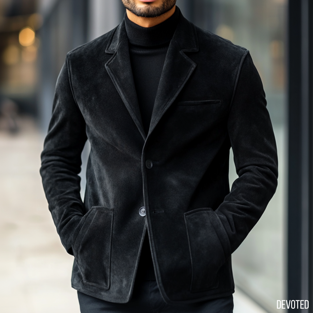 Black suede blazer mens hotsell
