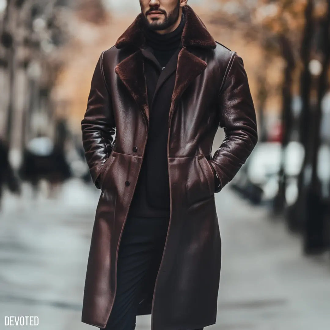 Men's Leather Jacket - Pure Leather in Black, Brown and White with fur Men's Leather Jacket - Pure Leather in Black, Brown and White with fur