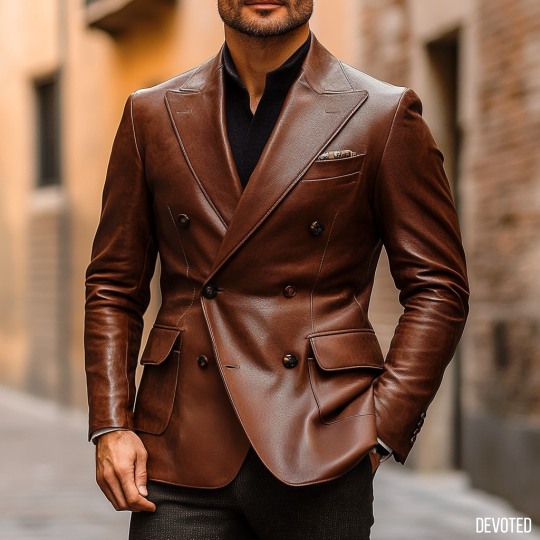 Men s Leather Jacket Tan brown Windsor blazer by Devoted