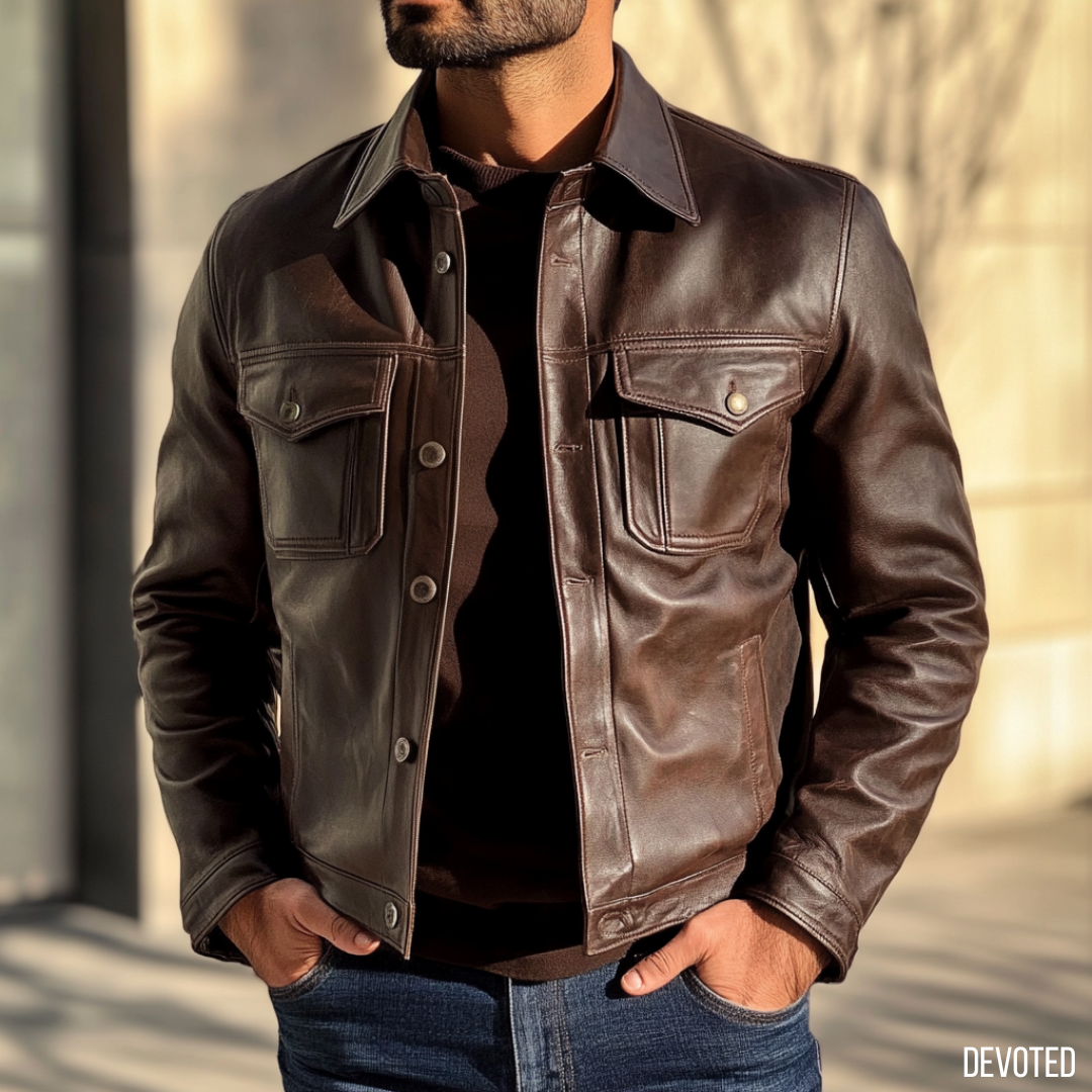 Men s Leather Jacket Dark brown Skyraider jacket by Devoted