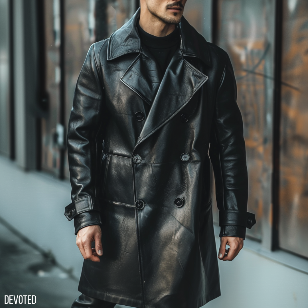 Mens full length leather coats cheap
