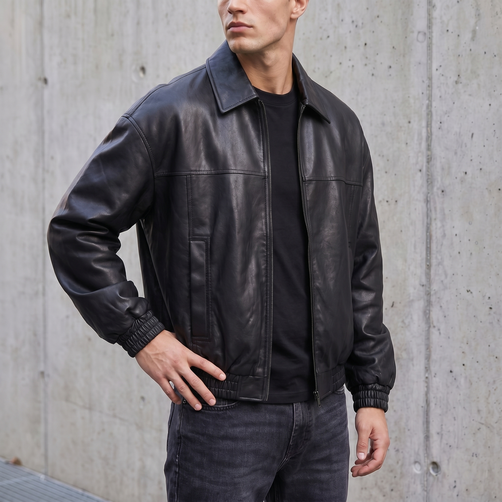 Men's Leather Jacket - Pure Leather in Black, tan, blue, green