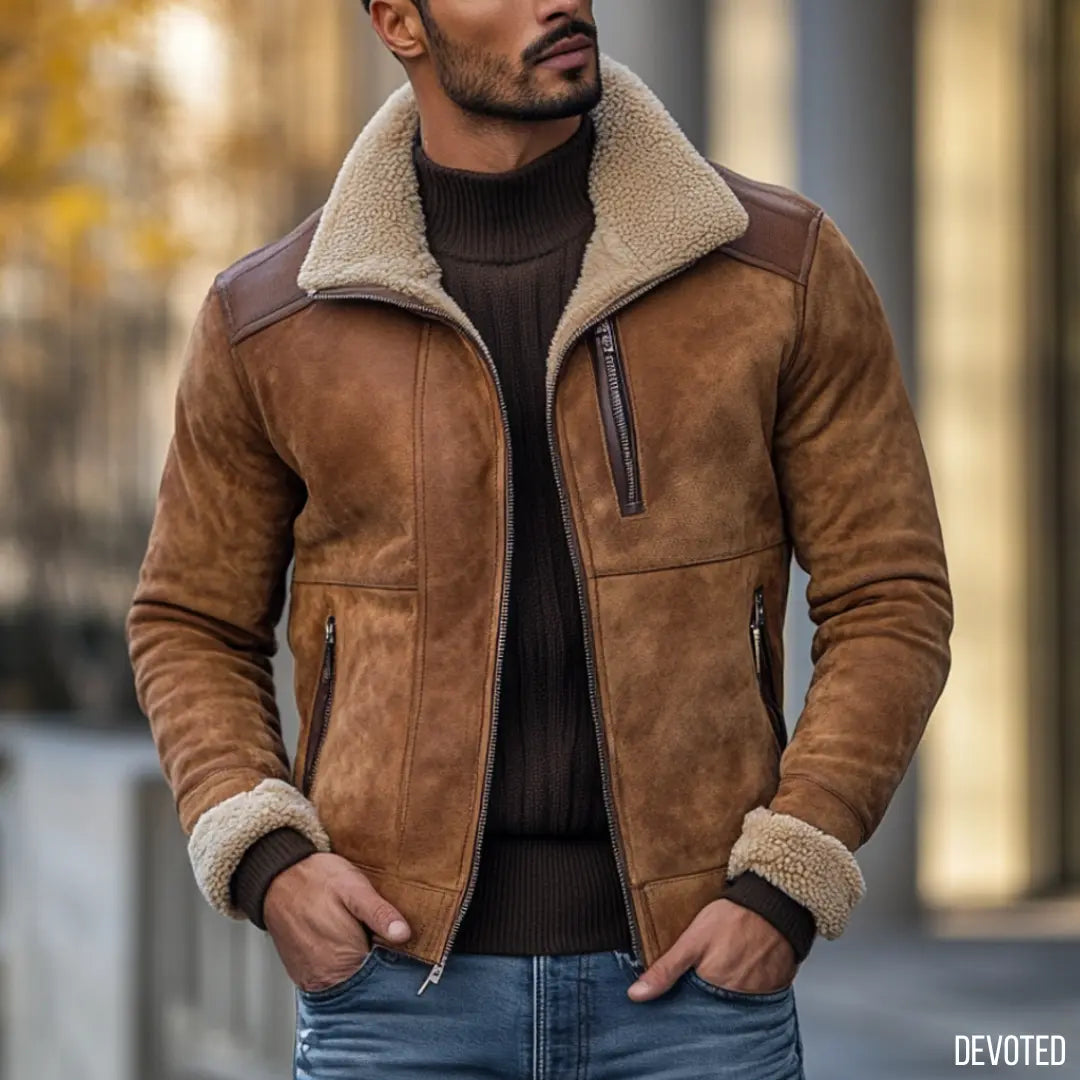 Men's Leather Jacket Pure Leather Suede in Tan, Black Brown