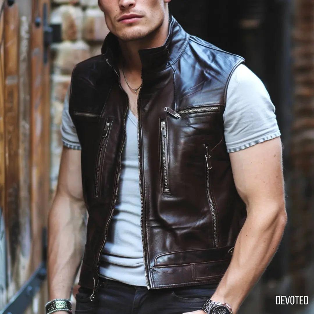 Men's Leather Jacket | Dark brown | Fury jacket by Devoted