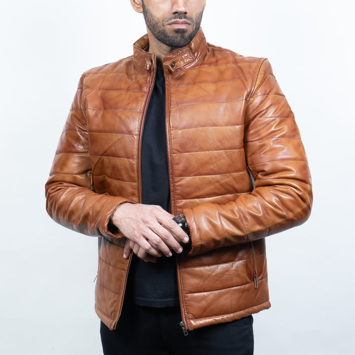 Puffer Leather Jacket