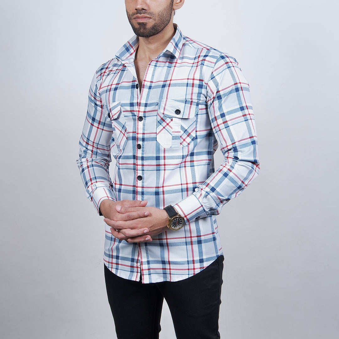 Check Stretchable Copper Shirt
