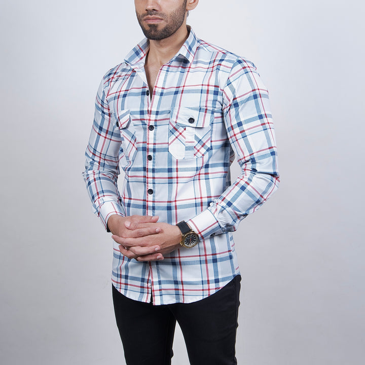 Check Stretchable Copper Shirt