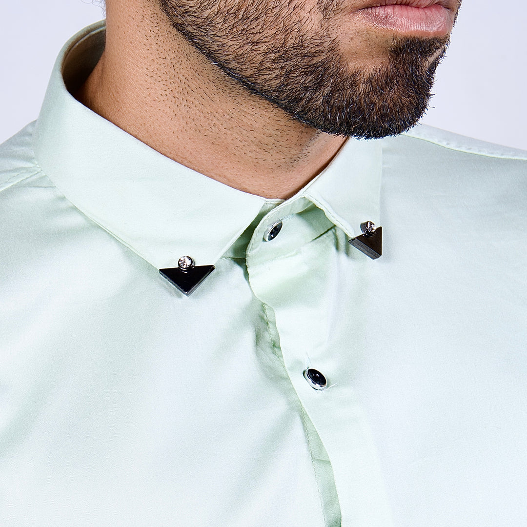 Elegance Shirt with Metal Collar Pins