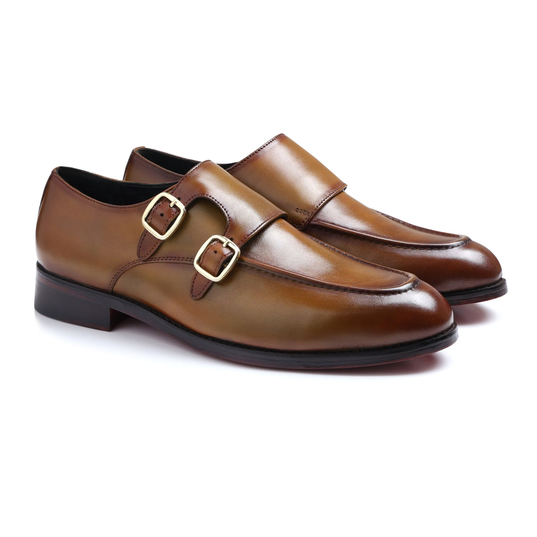 Commodus Double Monk Strap Tan