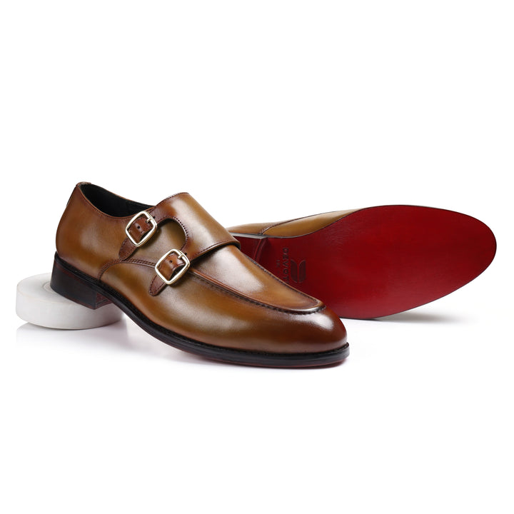 Commodus Double Monk Strap Tan