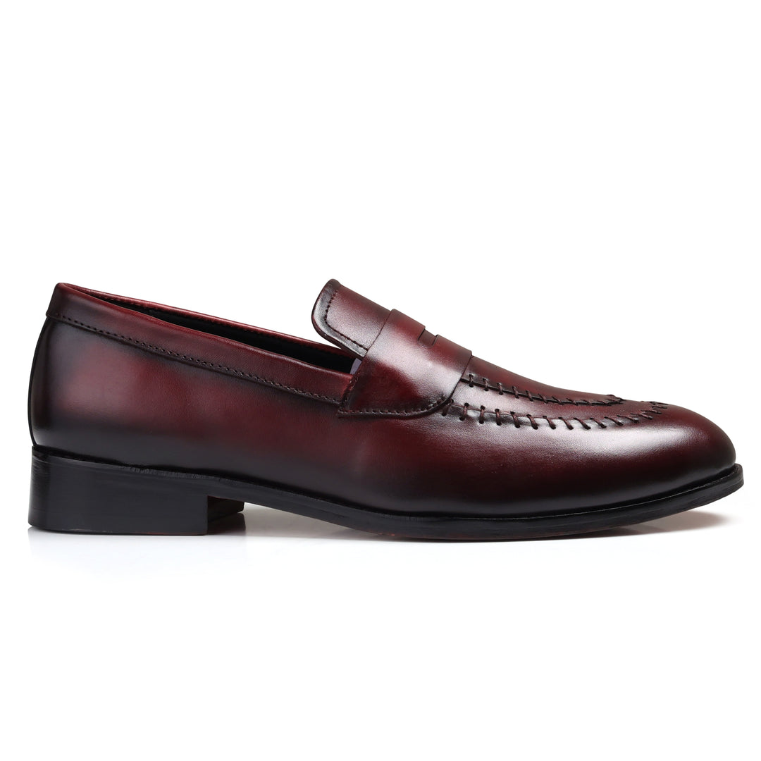 Men's Leather Shoes Wine Loafers By Devoted - Main Image