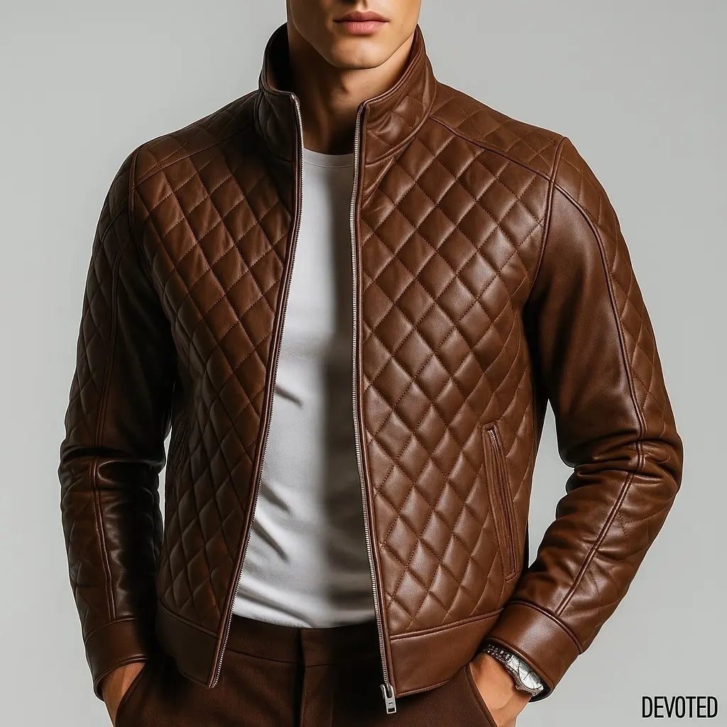 Men's Leather Jacket - Pure Leather in White, Black & Brown - Bomber by ...