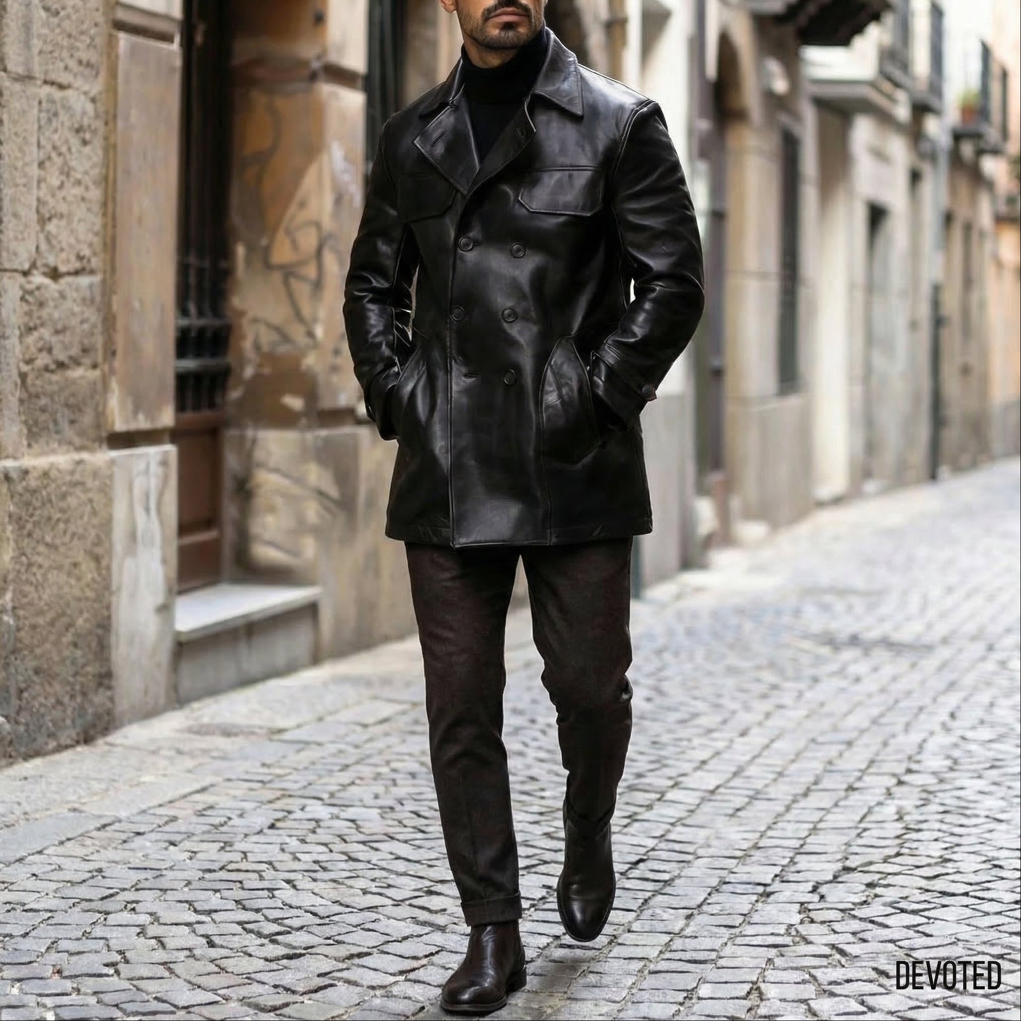ロストコントロール　 BUFF LEATHER COAT　サイズ２　黒 2014 AW 【LOSTCONTROL ロストコントロール】 Leather Car Coat