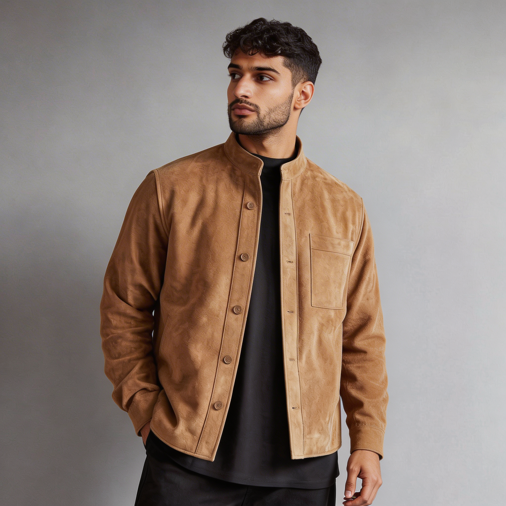 Men's Leather Jacket - Pure Leather Suede in Black, Tan & Brown ...