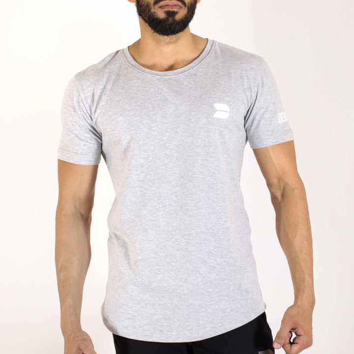 Allure Scoop Neck T-shirt - Gym Wear -  Grey Milange- Devoted Wear  | India | Sports Wear - Front