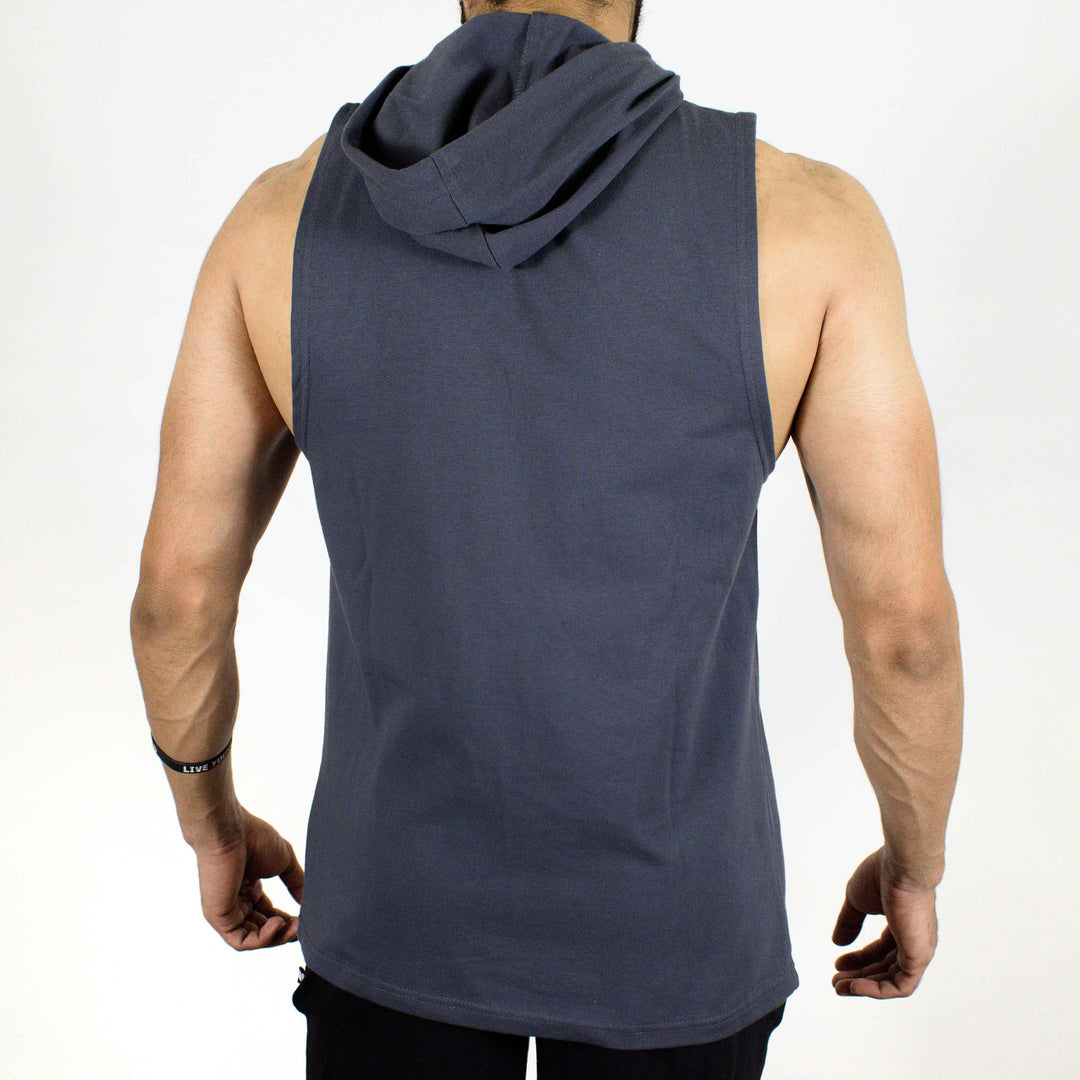 Devoted Allure Sleeveless Hoodie - Gym Wear & Sportswear - Stone | Stretch-Muscle Fit - Back